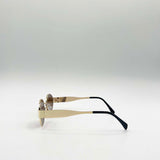 Oval Metal Frame Sunglasses in Gold Brown