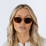 Oval Metal Frame Sunglasses in Gold Brown
