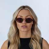 Oval Metal Frame Sunglasses in Gold Green