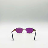 Oval Metal Frame Sunglasses in Gold Green