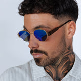 Oval Metal Frame Sunglasses in Gold Green