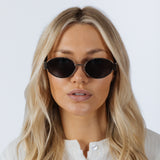 Oval Metal Frame Sunglasses in Silver Grey