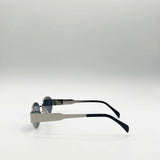 Oval Metal Frame Sunglasses in Silver Grey