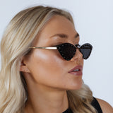 Diamante Cat-Eye Sunglasses in Black