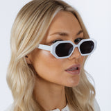 Oval Geomentric Sunglasses in White