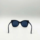 Oversized Round Cat-Eye Sunglasses in Black
