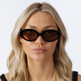 Retro Small Oval Sunglasses Black Brown