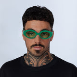 Retro Small Oval Sunglasses Green