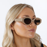 Retro Small Oval Sunglasses Beige