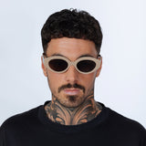 Retro Small Oval Sunglasses Beige
