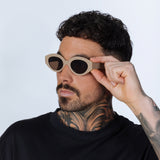 Retro Small Oval Sunglasses Beige
