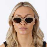 Retro Small Oval Sunglasses Beige
