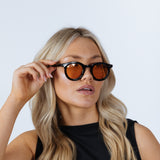 Bold Rounded Sunglasses in Black Orange