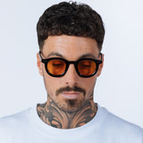 Bold Rounded Sunglasses in Black Orange