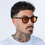 Bold Rounded Sunglasses in Black Orange