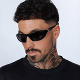 Outdoor Racer Sunglasses in Black Silver with Hard Case