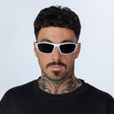Outdoor Racer Sunglasses in White Black with Hard Case