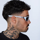 Outdoor Racer Sunglasses in White Black with Hard Case