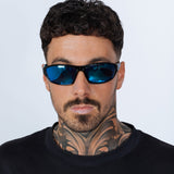 Outdoor Racer Sunglasses in Black Blue with Hard Case