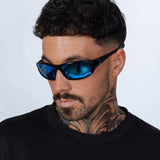 Outdoor Racer Sunglasses in Black Blue with Hard Case