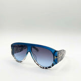 Oversized Rounded Sunglasses Blue Black