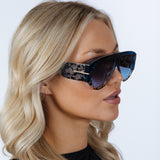 Oversized Rounded Sunglasses Blue Black