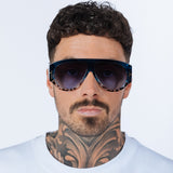 Oversized Rounded Sunglasses Blue Black
