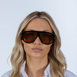 Oversized Rounded Sunglasses Black Brown