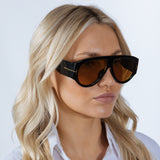 Oversized Rounded Sunglasses Black Brown