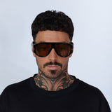Oversized Rounded Sunglasses Black Brown