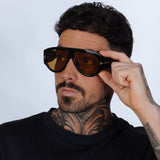 Oversized Rounded Sunglasses Black Brown