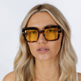 Bold Square Sunglasses in Leopard Yellow