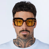 Bold Square Sunglasses in Leopard Yellow