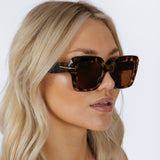 Bold Square Sunglasses in Leopard Brown