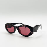 Retro Polygonal Cat-Eye Sunglasses in Red