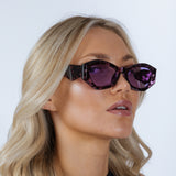 Retro Polygonal Cat-Eye Sunglasses in Purple