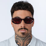 Retro Polygonal Cat-Eye Sunglasses in Red