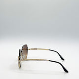 Upper Rimless Pearl Sunglasses in Gold Brown
