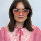 Cat-Eye Diamante Sunglasses in Pink