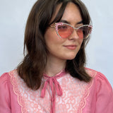 Cat-Eye Diamante Sunglasses in Pink