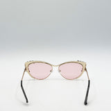 Cat-Eye Diamante Sunglasses in Pink