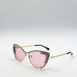 Cat-Eye Diamante Sunglasses in Pink