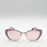 Cat-Eye Diamante Sunglasses in Pink