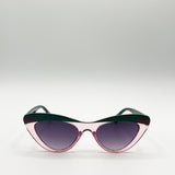 Two Tone Cat-Eye Sunglasses in Pink Green