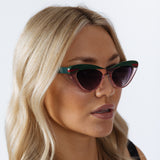 Two Tone Cat-Eye Sunglasses in Pink Green