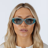 Oval Rectangular Vintage Sunglasses in Blue
