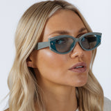 Oval Rectangular Vintage Sunglasses in Blue