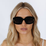 Oversized Chunky Rectangle Sunglasses in Black