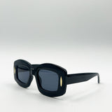 Oversized Chunky Rectangle Sunglasses in Black