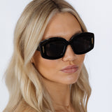 Oversized Chunky Rectangle Sunglasses in Black